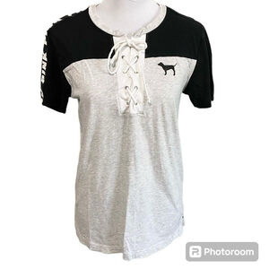 Victoria's Secret Pink colorblock tie up short sleeve tee size xs